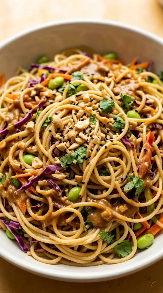 Cold Asian Noodle Salad with Peanut Dressing