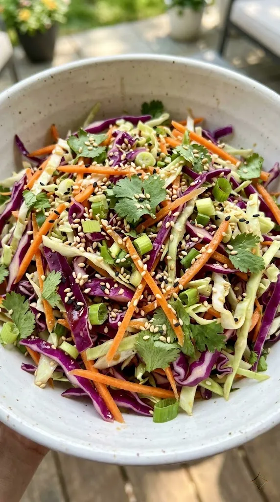 Crunchy Sesame Cabbage Slaw with a Kick