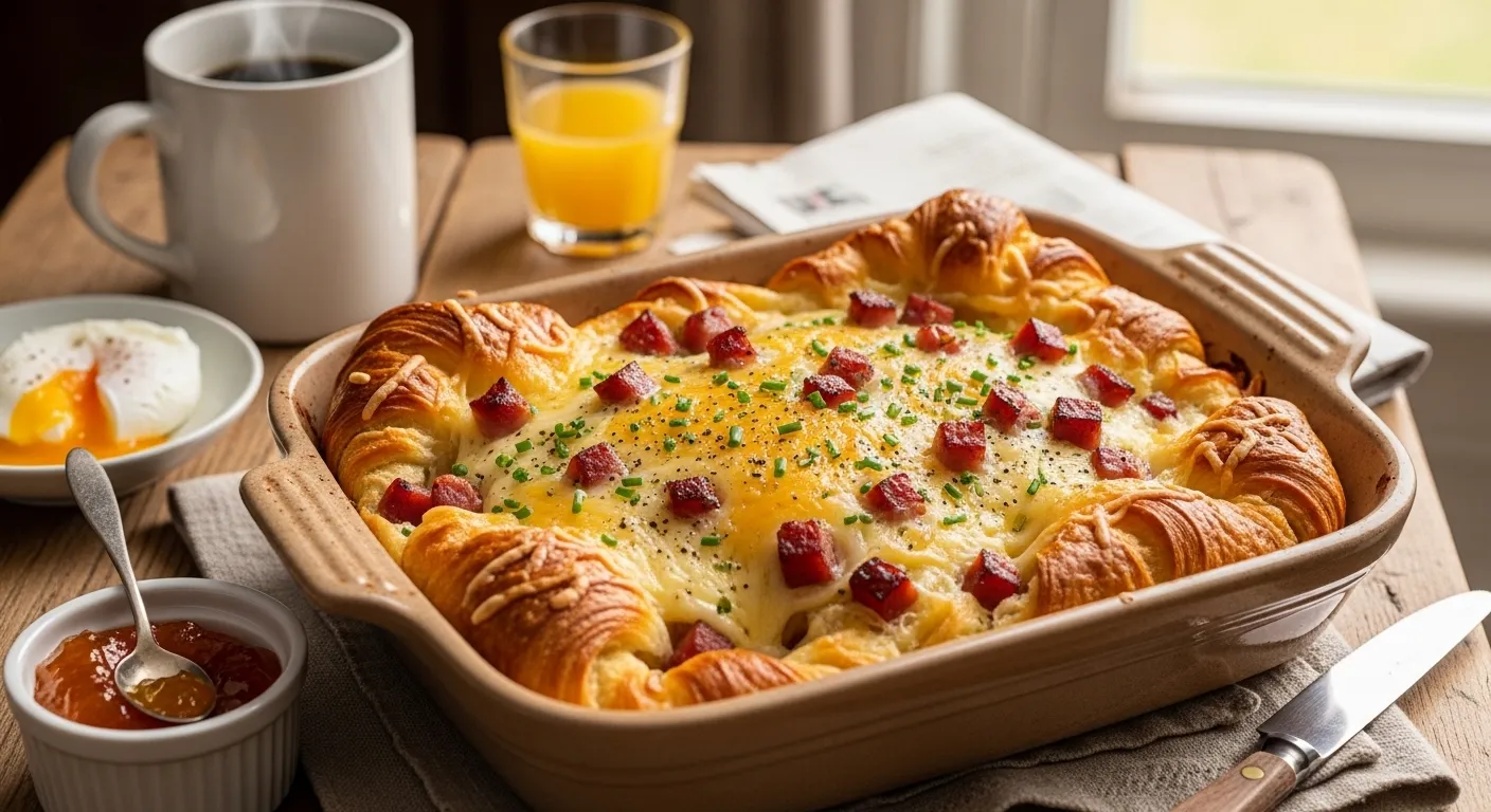 Ham and Cheese Croissant Breakfast Bake