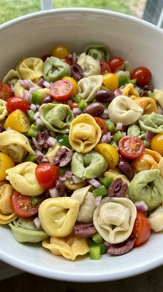 Simple Rainbow Tortellini Pasta Salad
