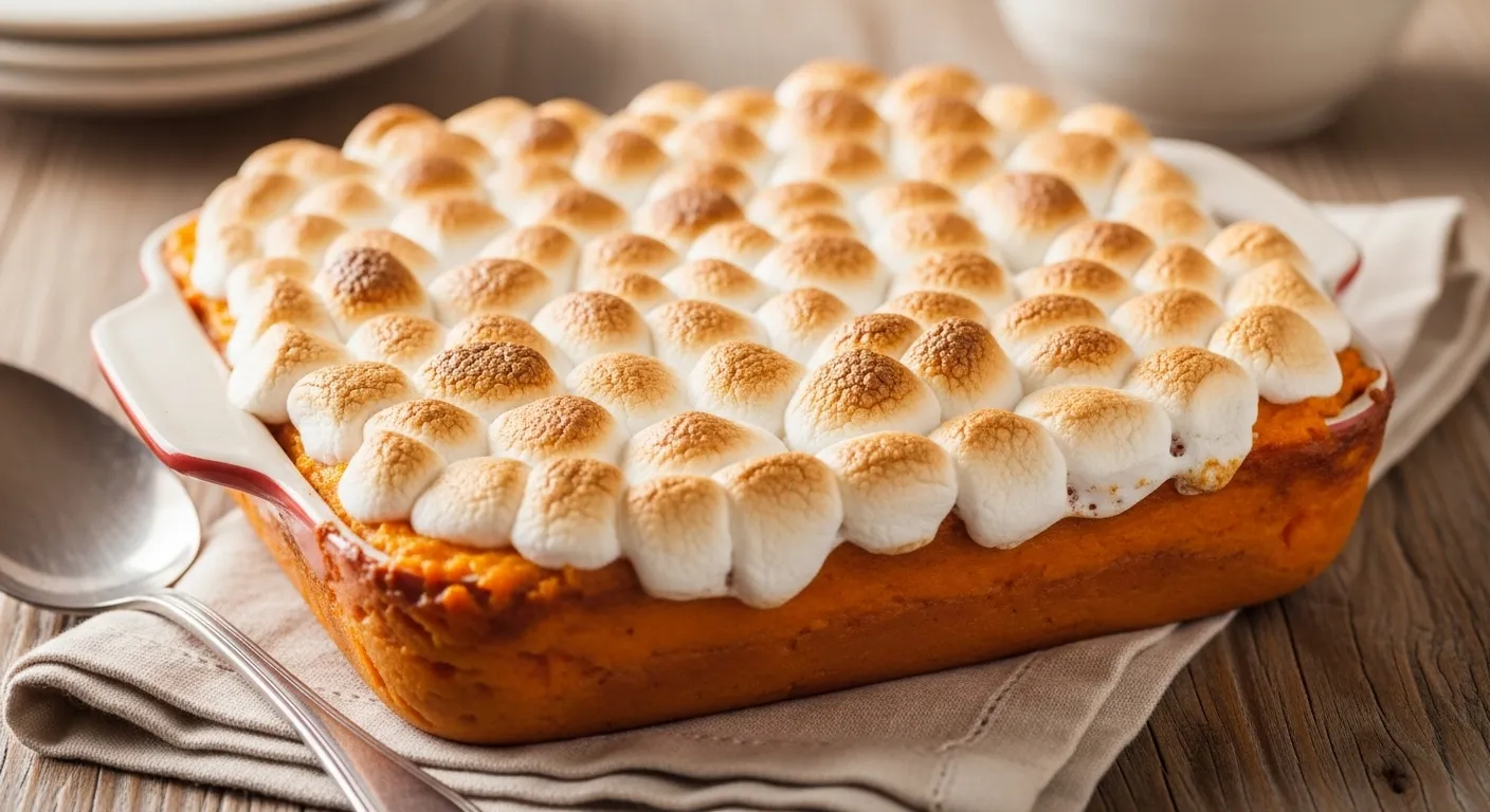 Sweet Potato Casserole with Toasted Marshmallows