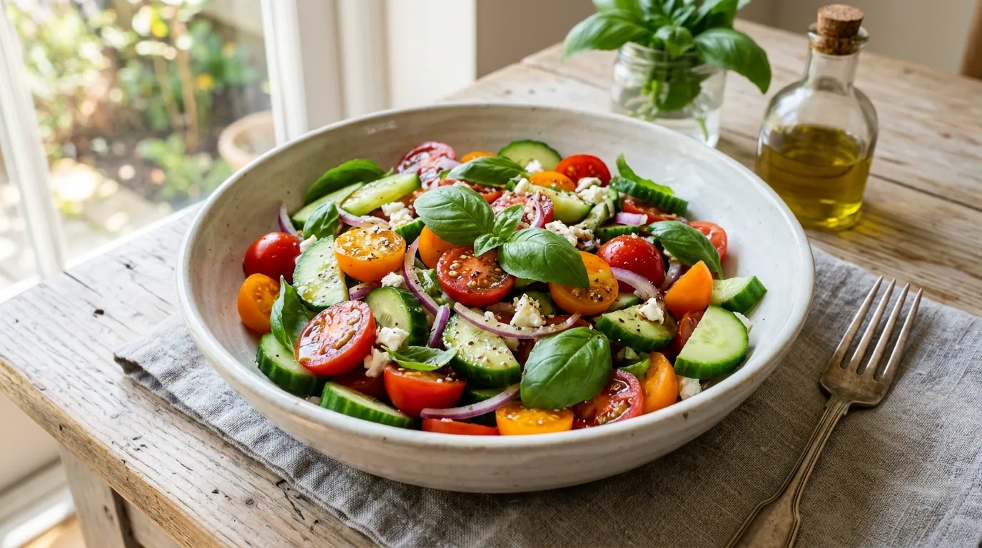 Cucumber Tomato Basil Salad – Fresh Summer Recipe