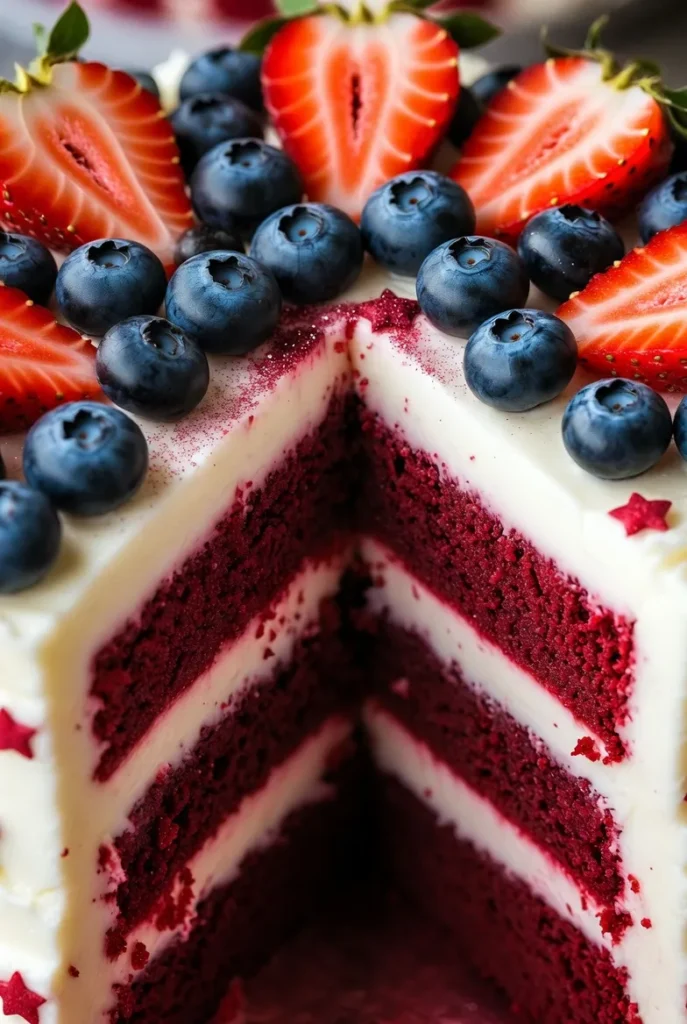 Classic Red, White & Blue Layer Cake That Wows Everyone