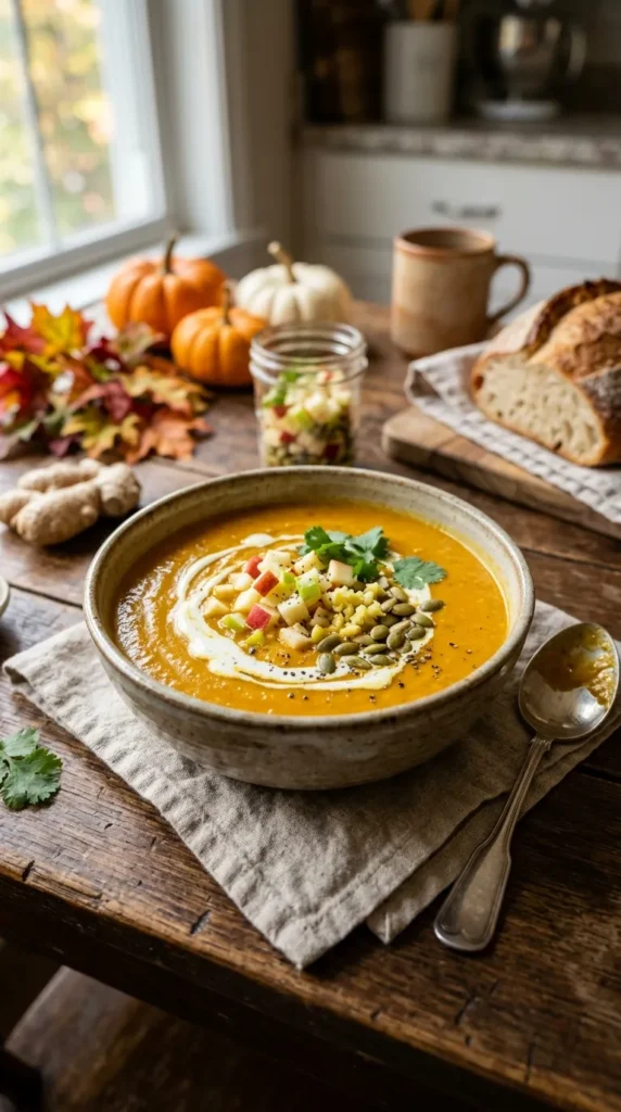 Curried Pumpkin Soup with Apples and Ginger