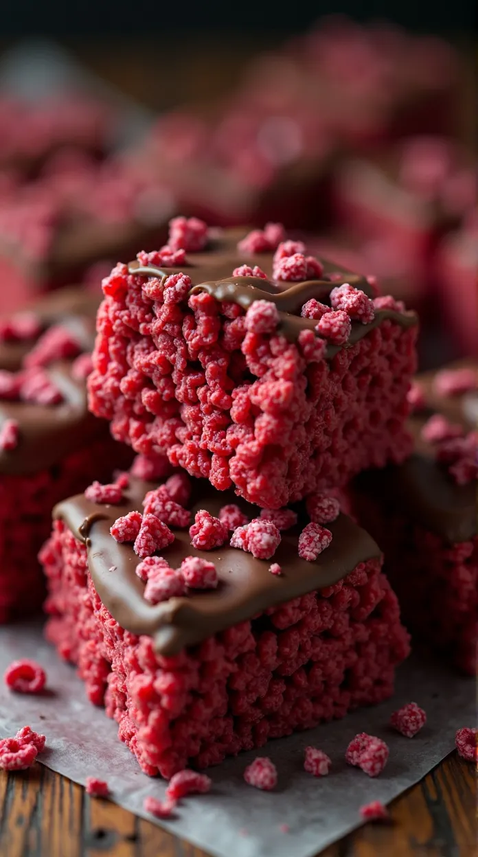 Chocolate Covered Cherry Rice Krispies Treats