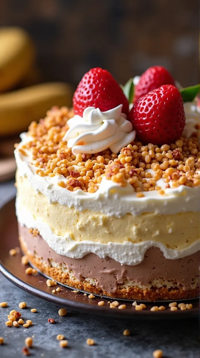 No-Bake Banana Split Cheesecake