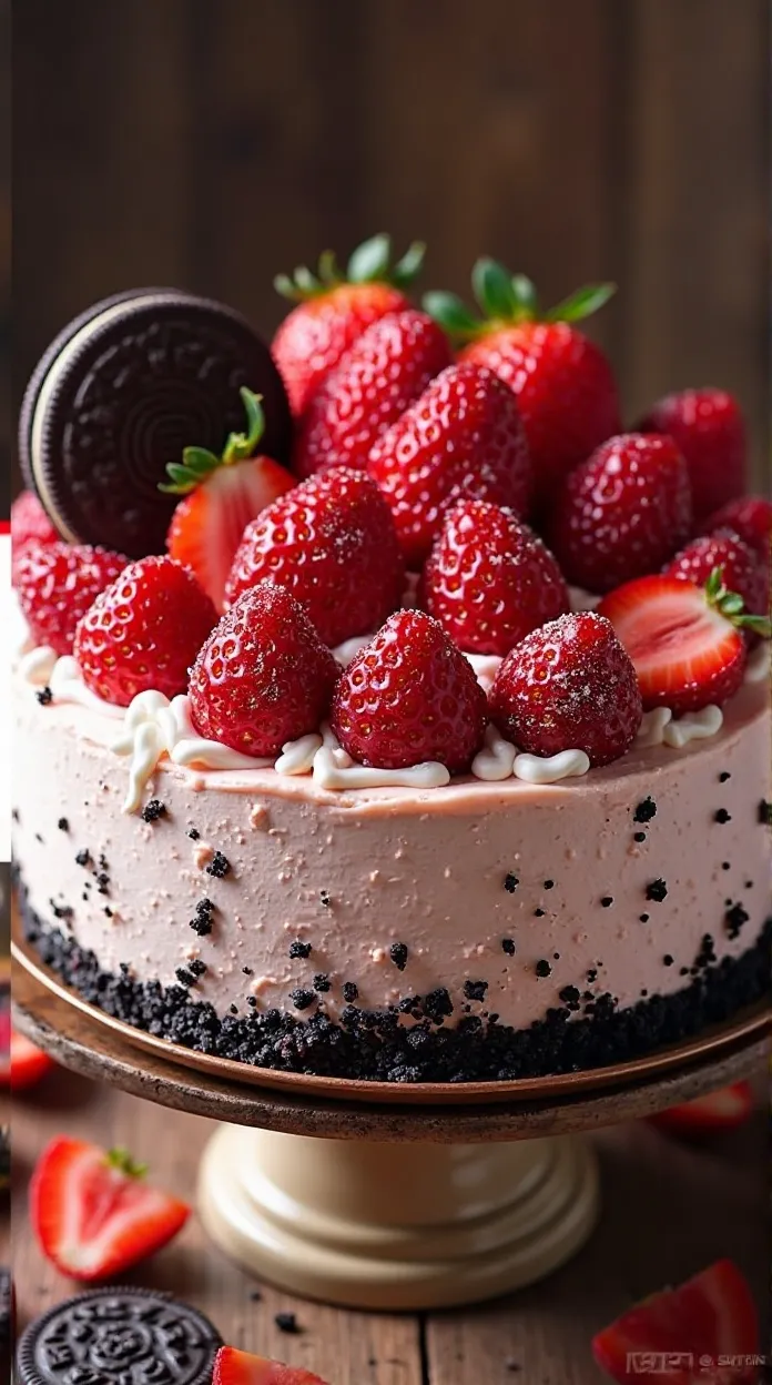 No-Bake Strawberry Oreo Cheesecake