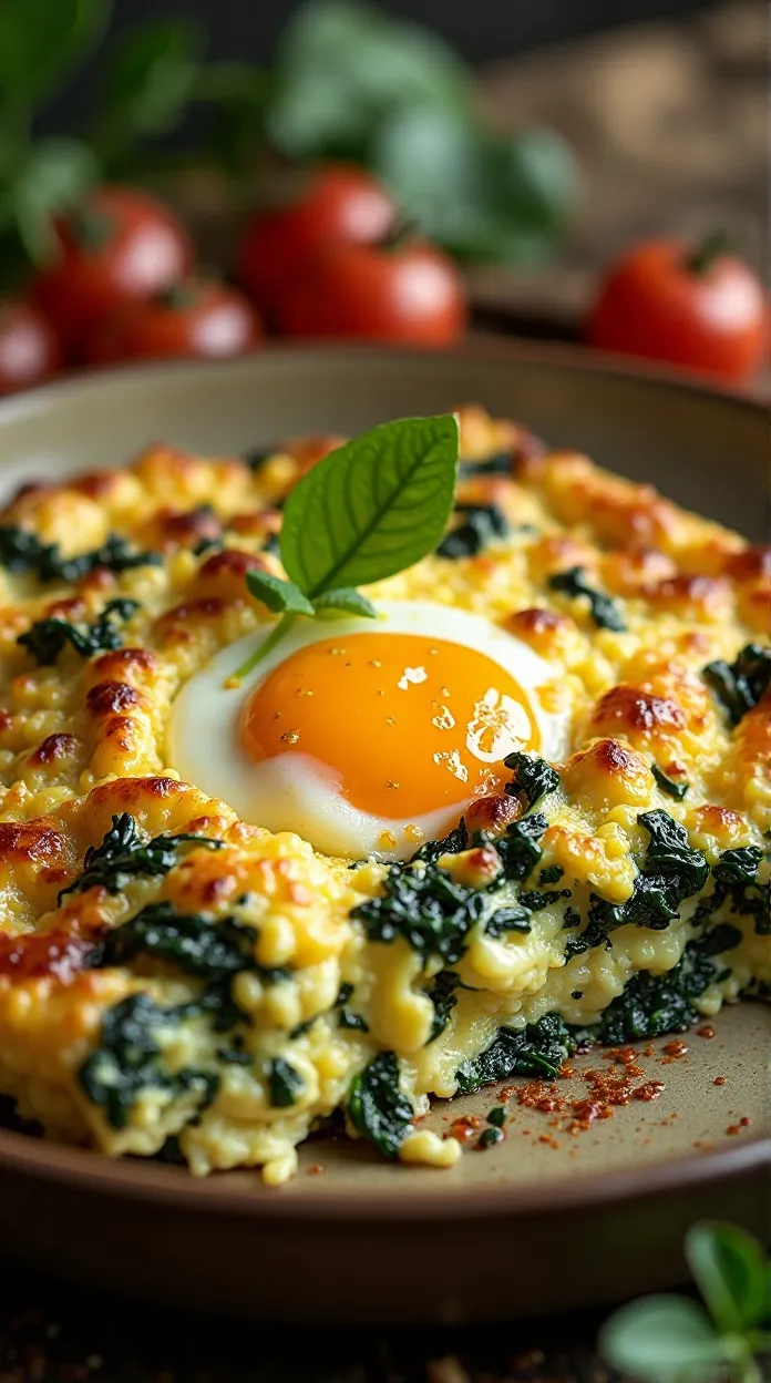 Savory Spinach Mozzarella Egg Bake
