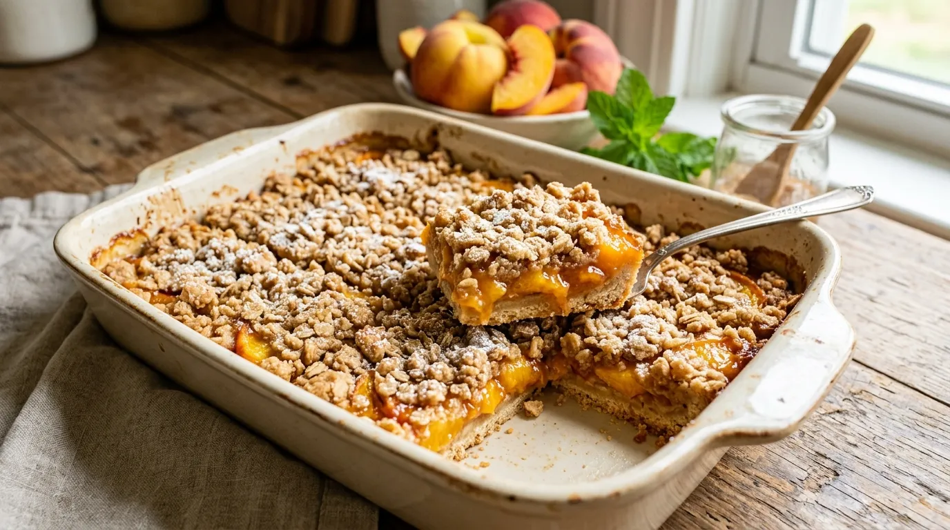 Fresh Peach Crumble Bars Recipe